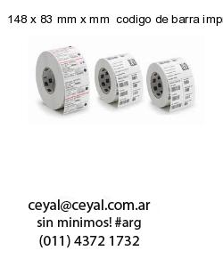 148 x 83 mm x mm  codigo de barra impreso