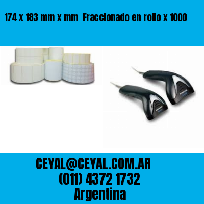 174 x 183 mm x mm  Fraccionado en rollo x 1000