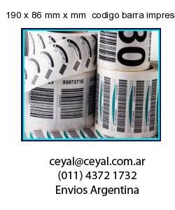 190 x 86 mm x mm  codigo barra impreso