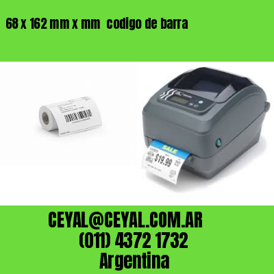 68 x 162 mm x mm  codigo de barra