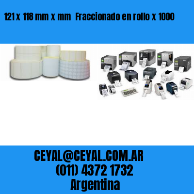 121 x 118 mm x mm  Fraccionado en rollo x 1000