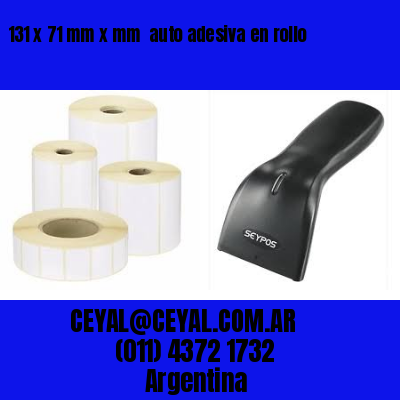 131 x 71 mm x mm  auto adesiva en rollo