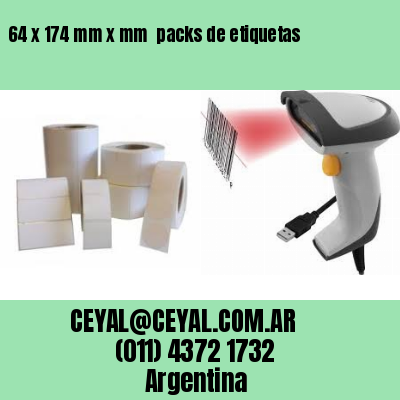 64 x 174 mm x mm  packs de etiquetas