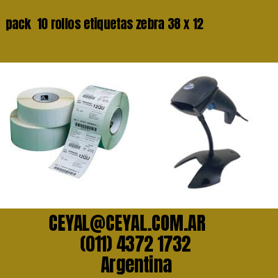 pack  10 rollos etiquetas zebra 38 x 12