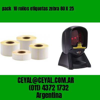 pack  10 rollos etiquetas zebra 80 X 25