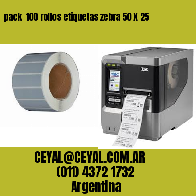 pack  100 rollos etiquetas zebra 50 X 25