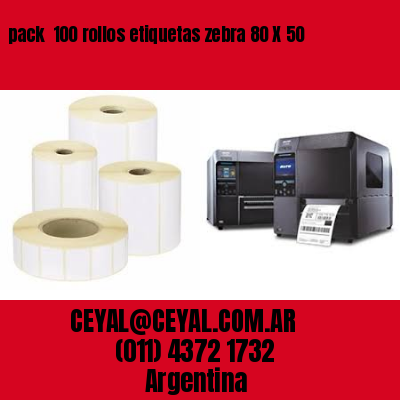 pack  100 rollos etiquetas zebra 80 X 50