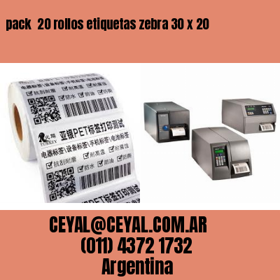 pack  20 rollos etiquetas zebra 30 x 20