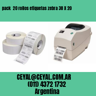 pack  20 rollos etiquetas zebra 38 X 20