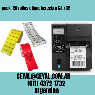 pack  20 rollos etiquetas zebra 64 x32