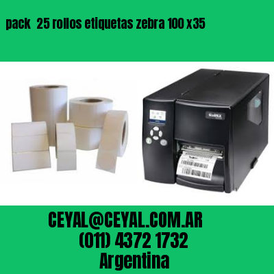pack  25 rollos etiquetas zebra 100 x35