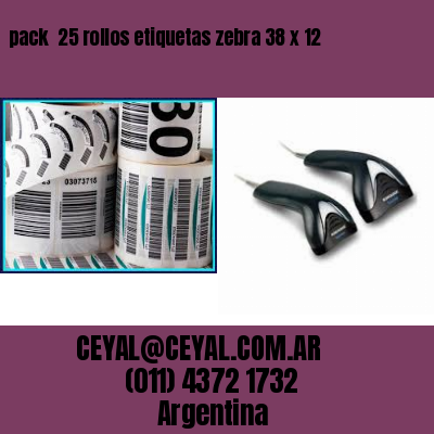 pack  25 rollos etiquetas zebra 38 x 12