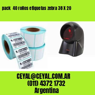 pack  40 rollos etiquetas zebra 38 X 20