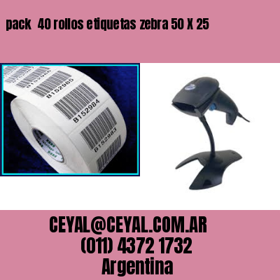 pack  40 rollos etiquetas zebra 50 X 25