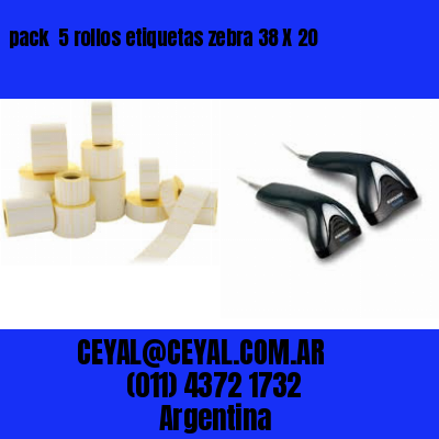 pack  5 rollos etiquetas zebra 38 X 20