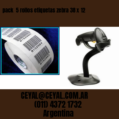 pack  5 rollos etiquetas zebra 38 x 12