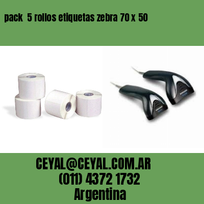 pack  5 rollos etiquetas zebra 70 x 50