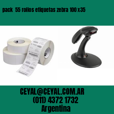 pack  55 rollos etiquetas zebra 100 x35