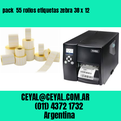 pack  55 rollos etiquetas zebra 38 x 12
