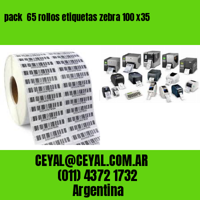 pack  65 rollos etiquetas zebra 100 x35