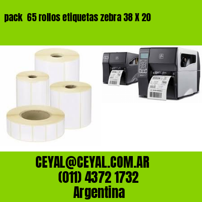 pack  65 rollos etiquetas zebra 38 X 20