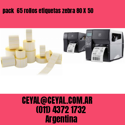 pack  65 rollos etiquetas zebra 80 X 50