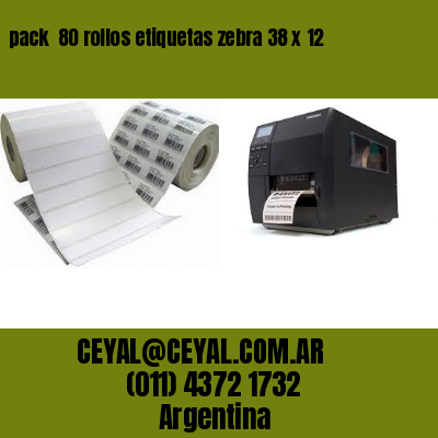 pack  80 rollos etiquetas zebra 38 x 12