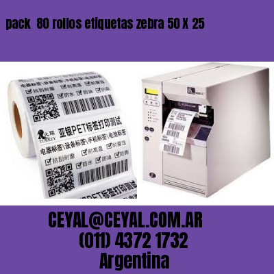 pack  80 rollos etiquetas zebra 50 X 25