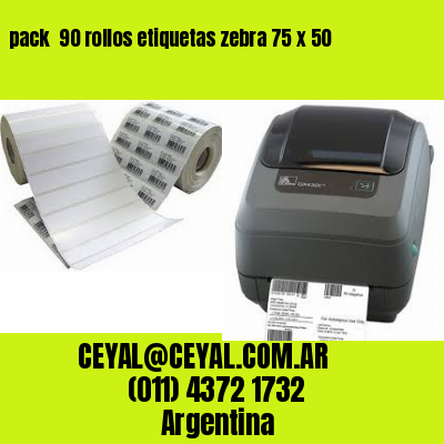pack  90 rollos etiquetas zebra 75 x 50