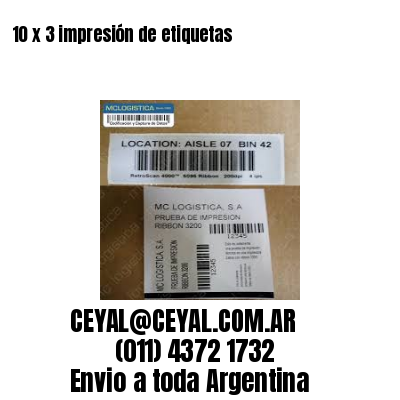10 x 3 impresión de etiquetas