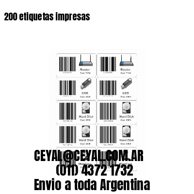 200 etiquetas impresas