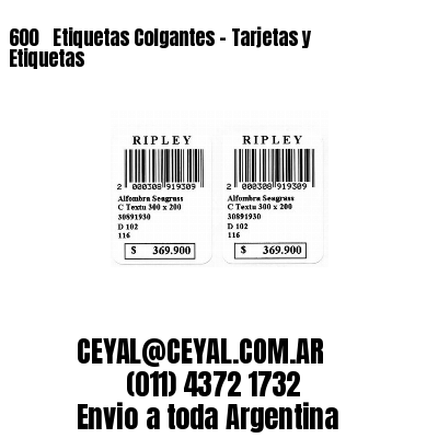 600 ‎ Etiquetas Colgantes – Tarjetas y Etiquetas