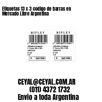 Etiquetas 13 x 3 codigo de barras en Mercado Libre Argentina