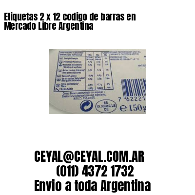 Etiquetas 2 x 12 codigo de barras en Mercado Libre Argentina