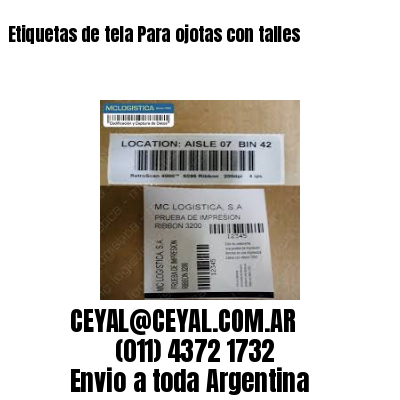 Etiquetas de tela Para ojotas con talles