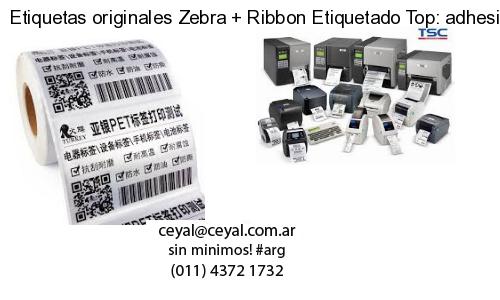 Etiquetas originales Zebra   Ribbon Etiquetado Top: adhesivo   ribbo