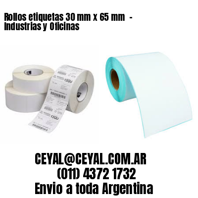 Rollos etiquetas 30 mm x 65 mm  – Industrias y Oficinas