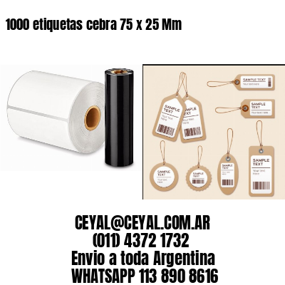 1000 etiquetas cebra 75 x 25 Mm