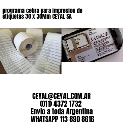 programa cebra para impresion de etiquetas 30 x 30Mm CEYAL SA