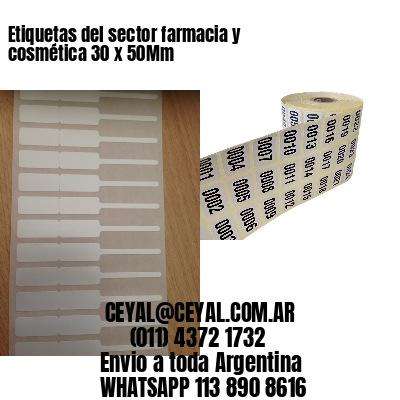 Etiquetas del sector farmacia y cosmética 30 x 50Mm