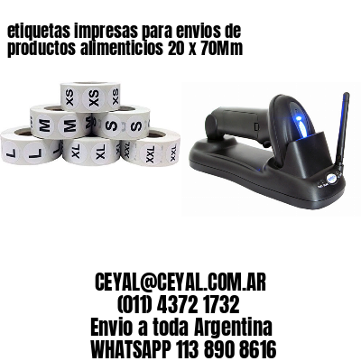 etiquetas impresas para envios de productos alimenticios 20 x 70Mm