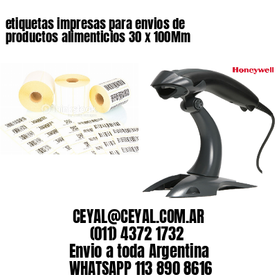 etiquetas impresas para envios de productos alimenticios 30 x 100Mm