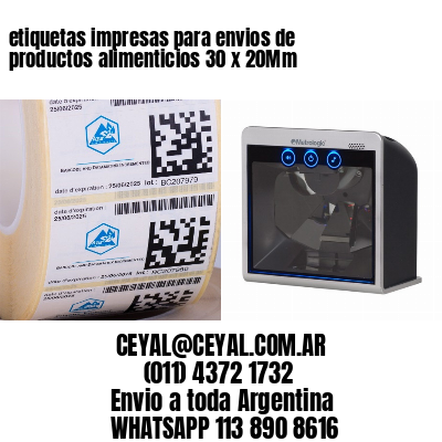 etiquetas impresas para envios de productos alimenticios 30 x 20Mm
