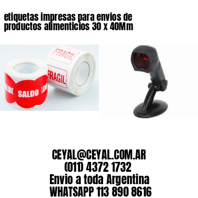 etiquetas impresas para envios de productos alimenticios 30 x 40Mm