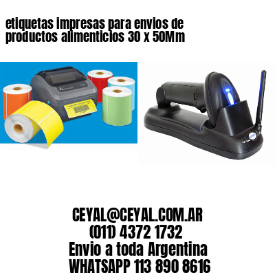 etiquetas impresas para envios de productos alimenticios 30 x 50Mm