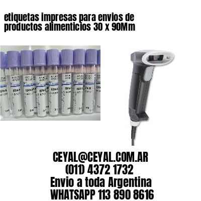 etiquetas impresas para envios de productos alimenticios 30 x 90Mm