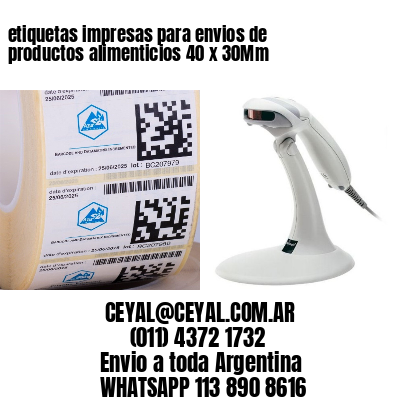 etiquetas impresas para envios de productos alimenticios 40 x 30Mm