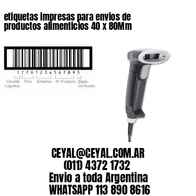 etiquetas impresas para envios de productos alimenticios 40 x 80Mm