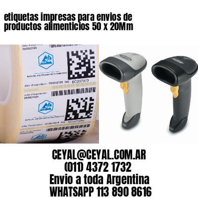 etiquetas impresas para envios de productos alimenticios 50 x 20Mm