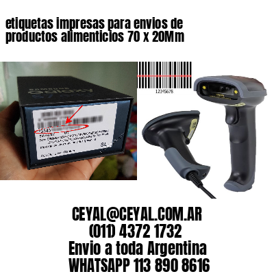 etiquetas impresas para envios de productos alimenticios 70 x 20Mm